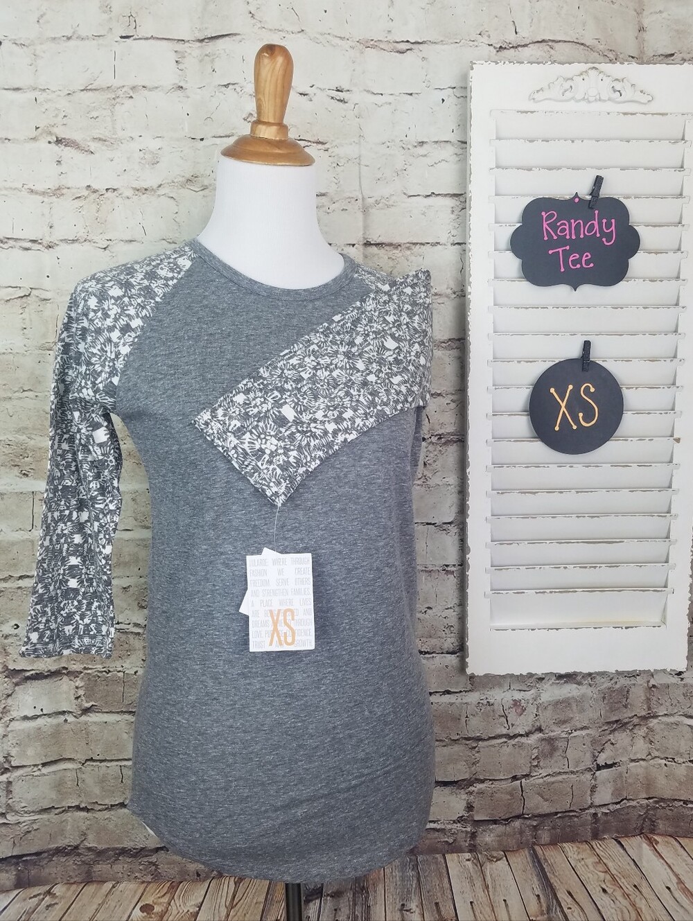 Gray Printed Raglan Randy Tee